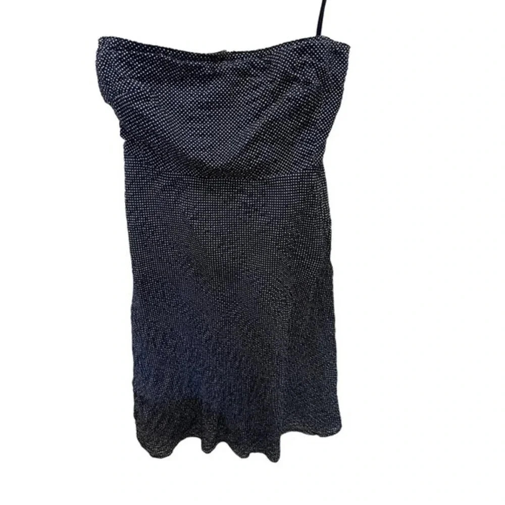 J. Crew Womens Cotton Sleeveless Square Neck Dotted Tube Dress Navy Blue Size 12